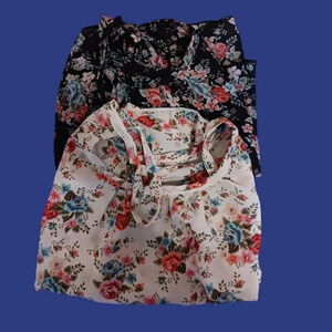 Poetry bohemian floral tank top  size xs lot of 2 blk/